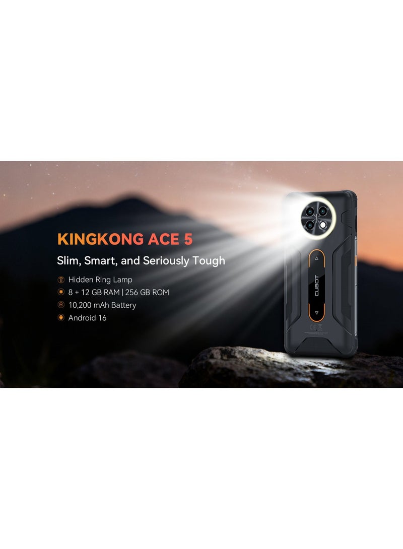 Cubot هاتف كيو بوت كينغ كونغ ACE 5 القوي، أندرويد 16، بطارية 10,200 مللي أمبير، شاشة HD+ بحجم 6.745 بوصة بتردد 120 هرتز، 8 جيجابايت ذاكرة وصول عشوائي + 12 جيجابايت ذاكرة وصول عشوائي افتراضية، 256 جيجابايت ذاكرة داخلية، كاميرا 48 ميجابكسل، IP68/IP69K، جسم رفيع 15.6 مم مع مصباح تخييم مخفي - Image 2